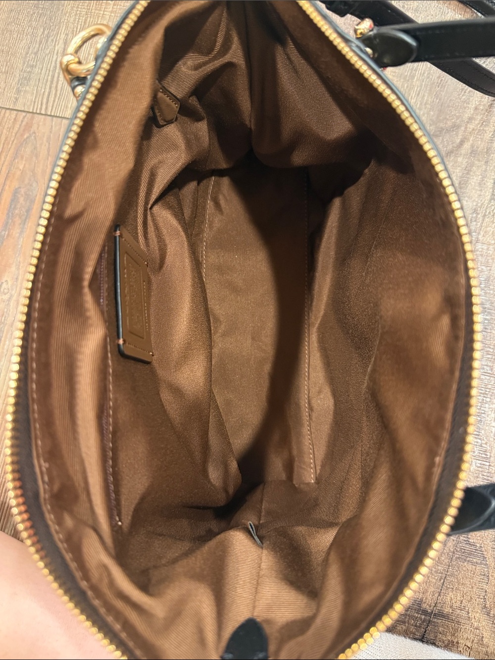 Coach Brown Signature Canvas Shoulder Bag with Black Straps - Picture 4 of 5